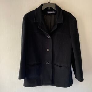VTG Womans Herman Kay Wool Peacoat Overcoat SZ L Warm Lined Goth‎ Punk Academia